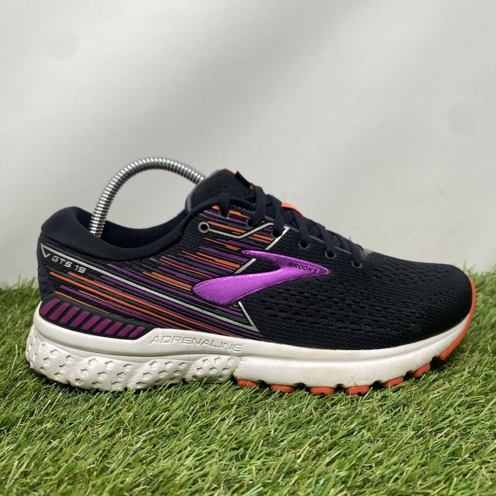 Brooks Adrenaline GTS 19 Women's Size 8 Black Purple Sneaker Running Shoes Gym